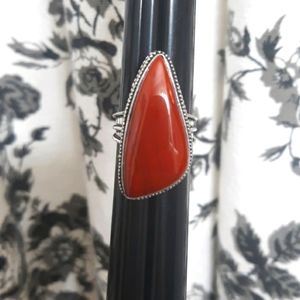 New Oversized Red Jasper 925 Silver Ring.